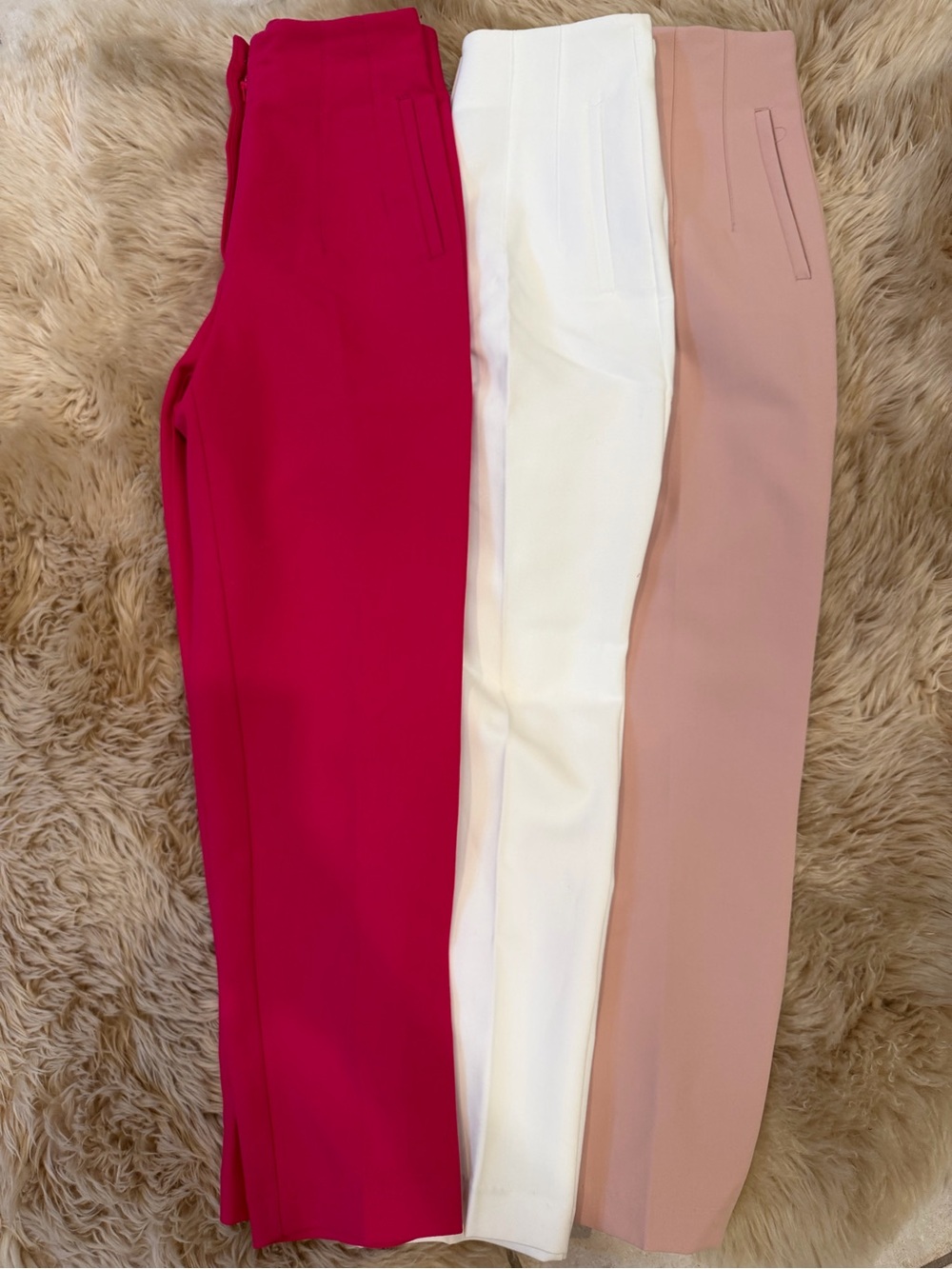 Women’s Zara High-Rise Straight Pants - Fuchsia, White, Blush